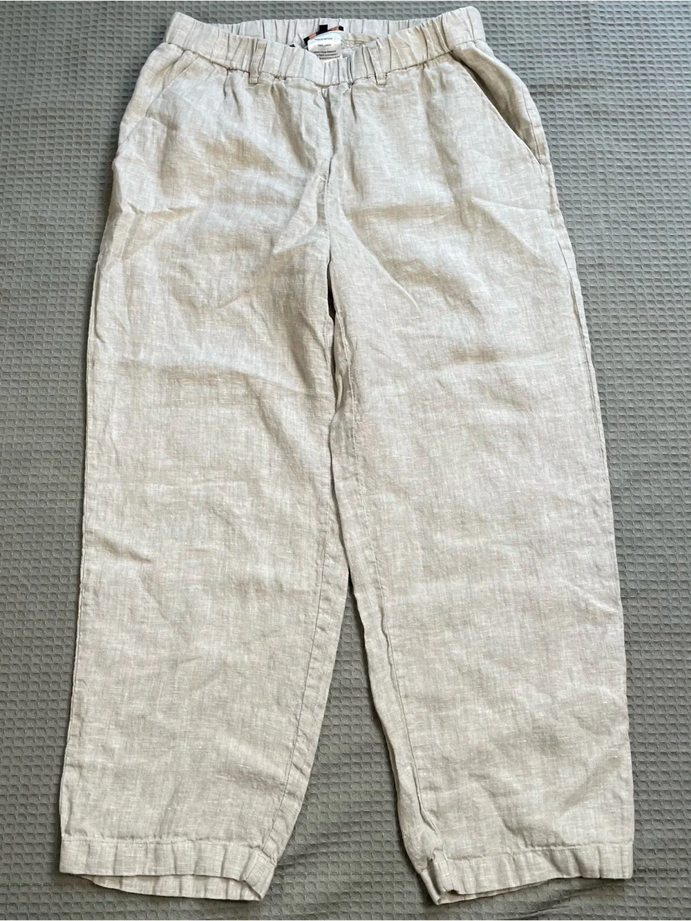 Quince 100% European Linen Pants Small Womens Flax Relaxed Tapered Crop Pull On